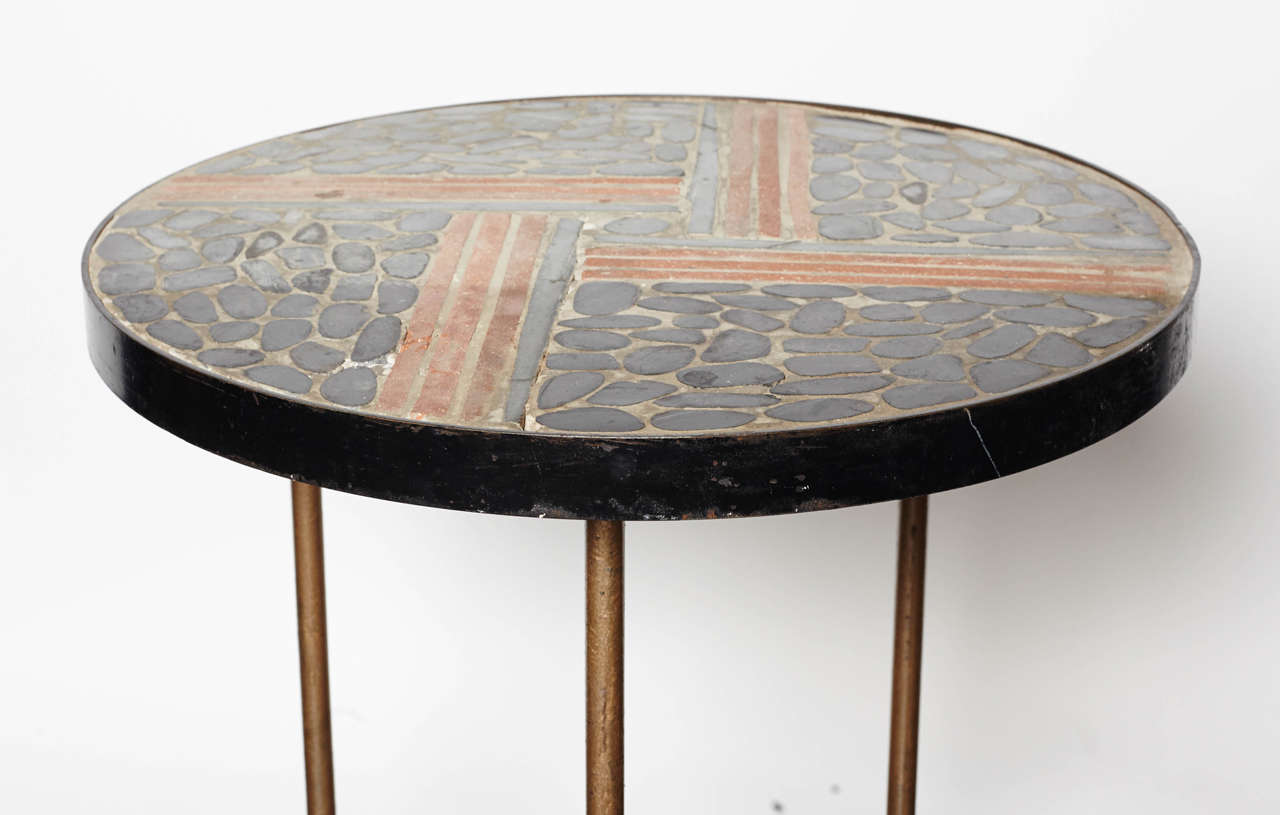 Mid-20th Century Mid-Century French Iron, Stone and Terracotta Table